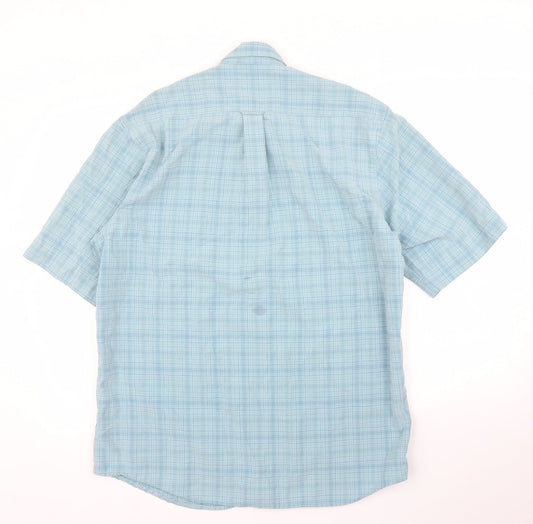 Mens UK Size M M&S Green Button-Up Short Sleeve Casual Shirt