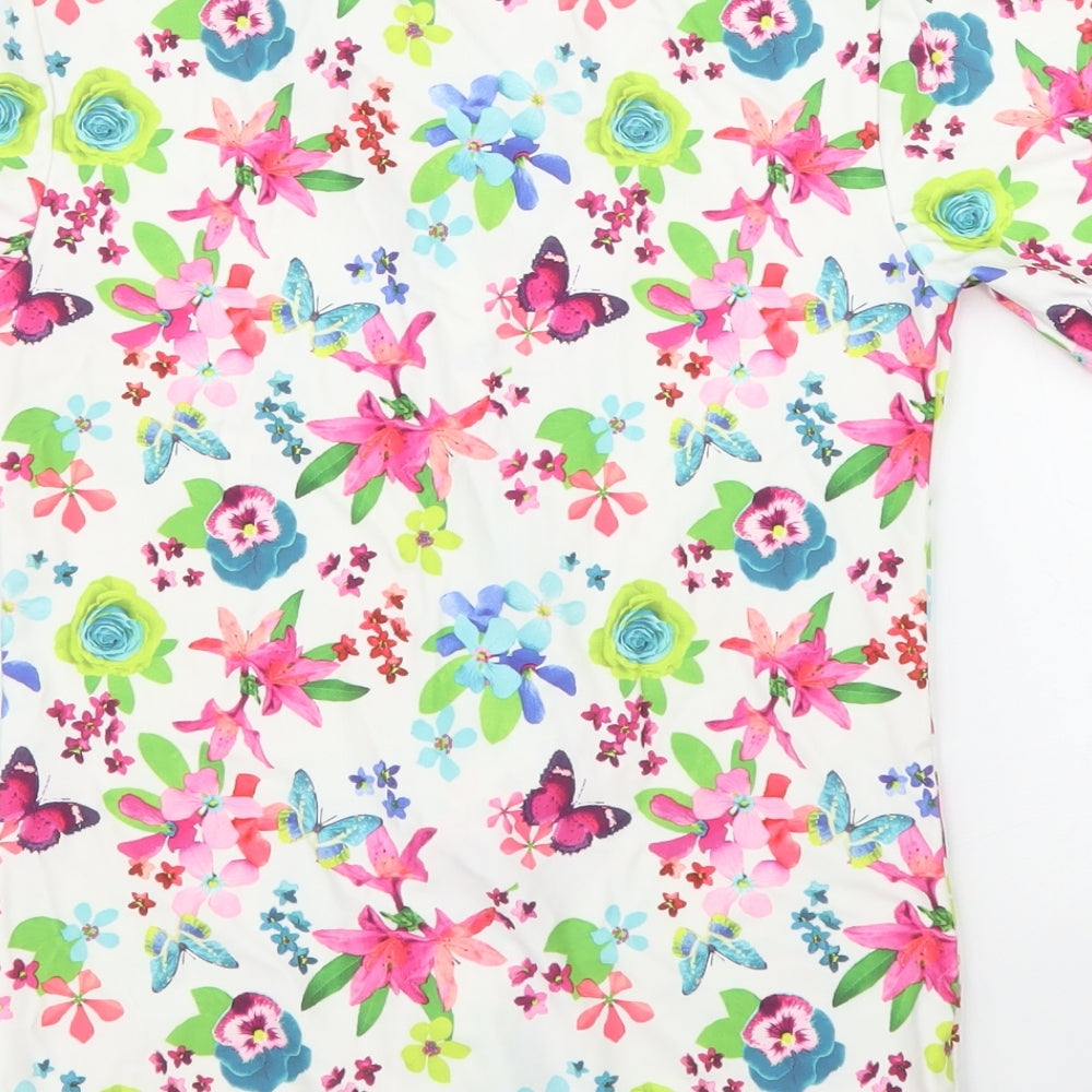 Brand and care label for Next girls’ white floral basic t-shirt, size 11, years