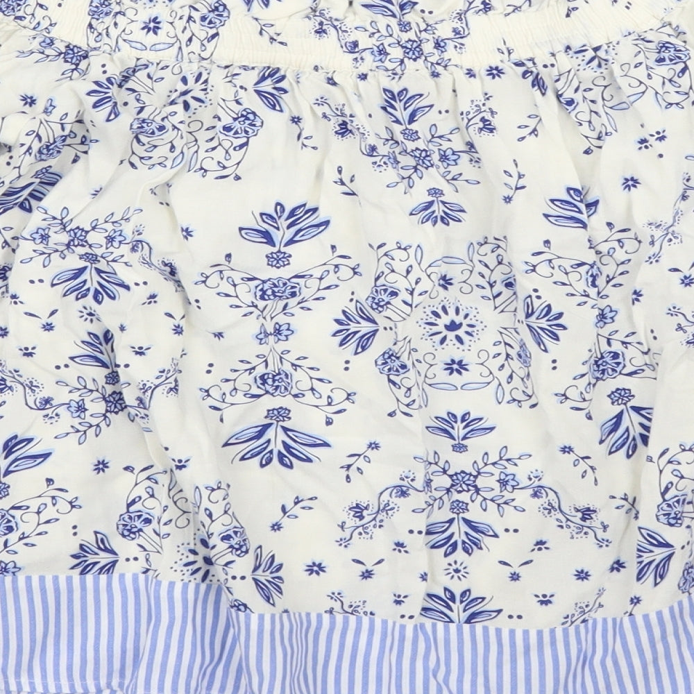 M&S Womens Blue Floral Basic Blouse Size 8