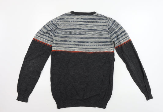 Cedar Wood State Mens Grey Geometric Pullover Jumper Size XS