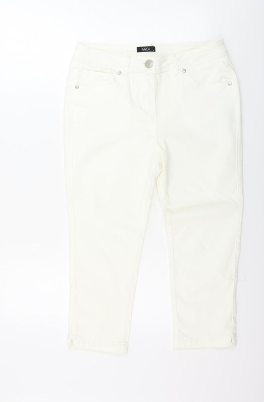 Womens UK Size 12 M&Co Regular Fit Ivory Trousers
