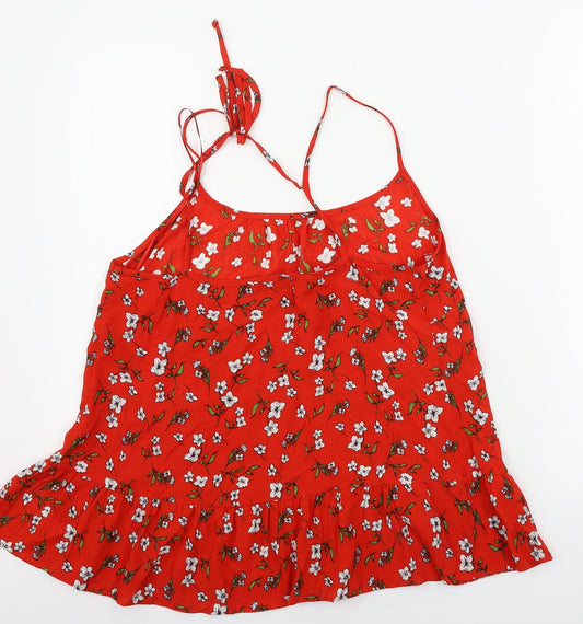 F&F Womens Red Floral Basic Blouse Size 10