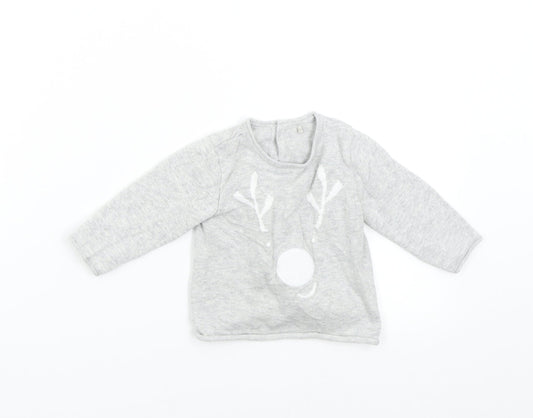 Mothercare Baby Grey Knit Pullover Jumper Size 3-6 Months - Reindeer