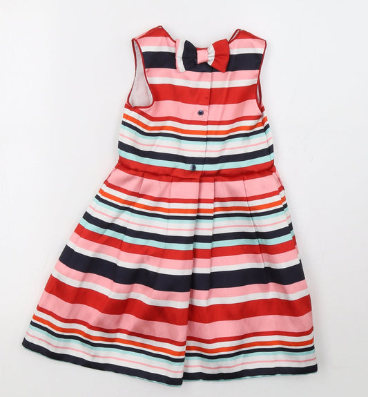Debenhams Girls Red Striped A-Line Size 4-5 Years