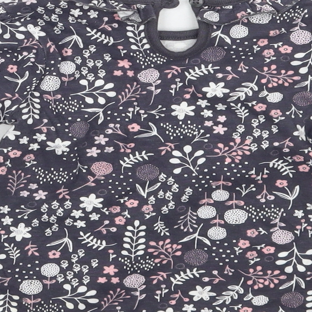 George Girls Blue Floral Basic T-Shirt Size 6-9 Months