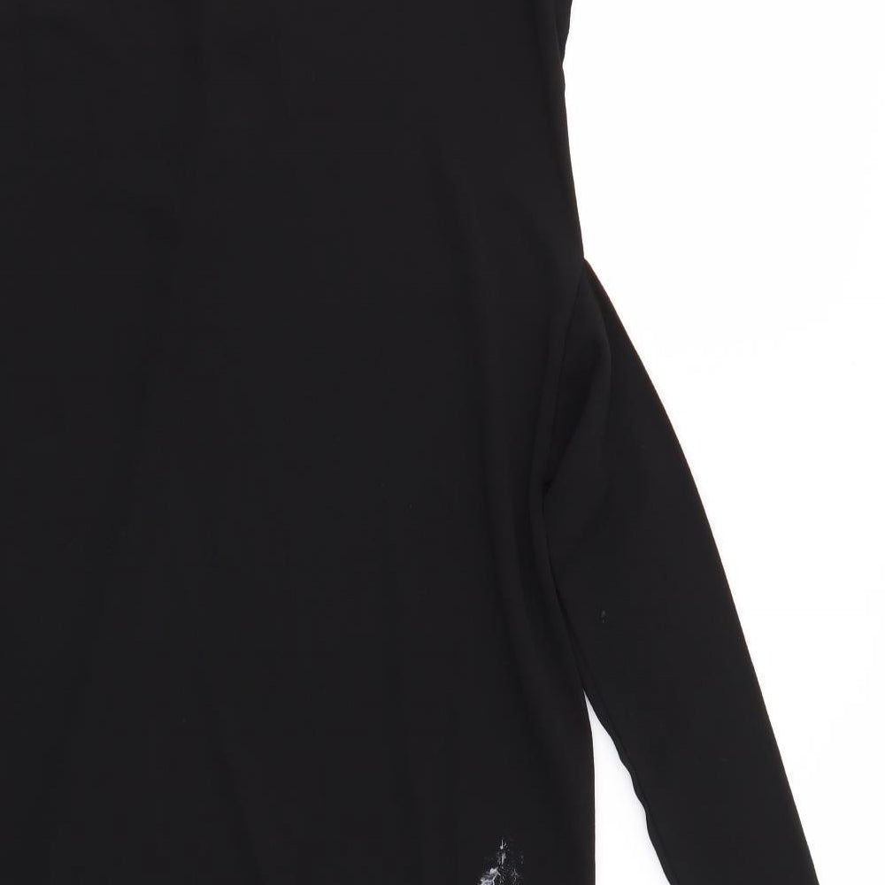 Brand and care label for Daisy Street women’s black shirt dress, size UK 8