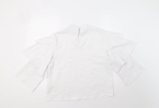 Boohoo Womens White Basic Blouse Size 12