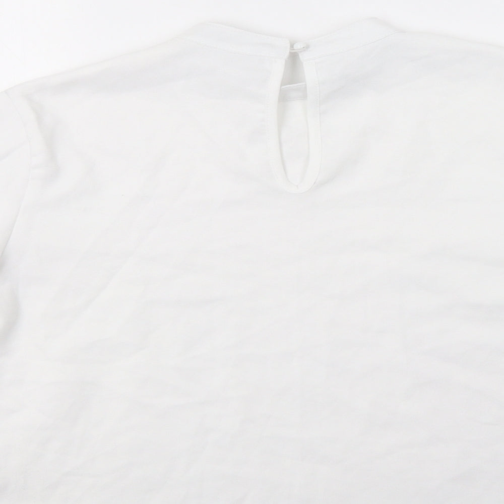 Boohoo Womens White Basic Blouse Size 12