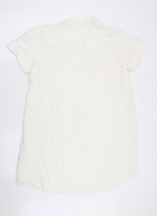 H&M Womens Ivory A-Line Size 8 - Linen look dress