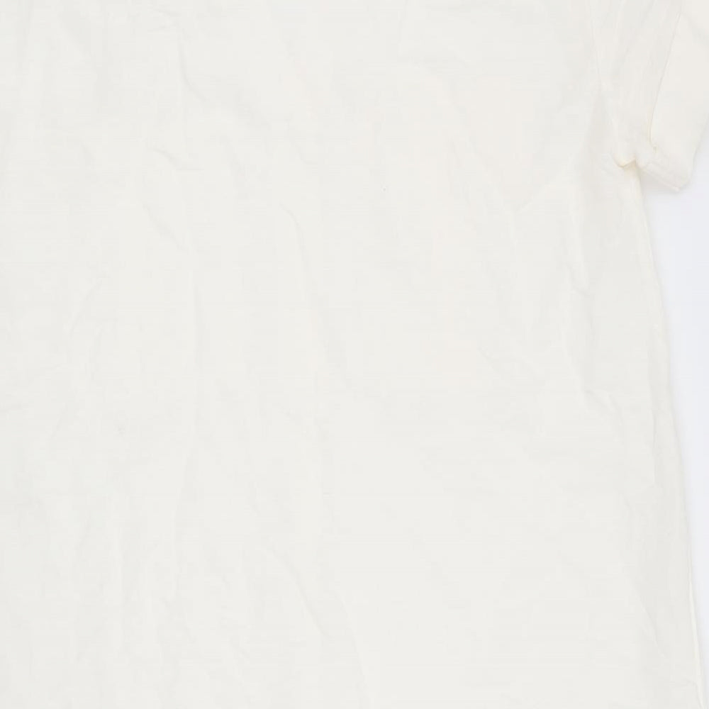 Brand and care label for H&M women’s ivory a-line, size UK 8, - linen look dress