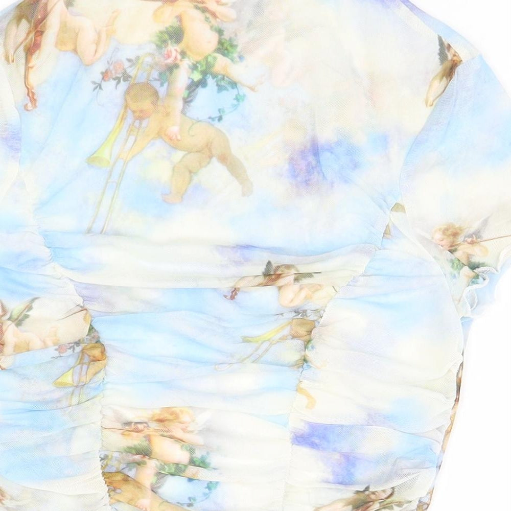 SheIn Womens Multicoloured Geometric Basic Blouse Size S