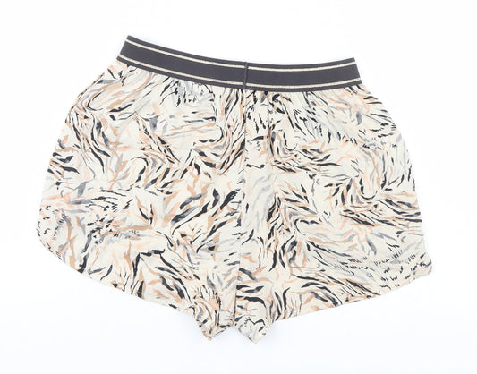 Primark Womens Beige Animal Print Hot Pants Shorts Size 6