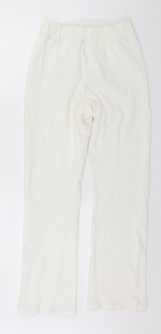 Womens UK Size 12 Boohoo Regular Fit White Trousers