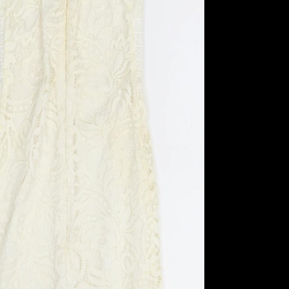 Brand and care label for Topshop women’s ivory pencil dress, size UK 6