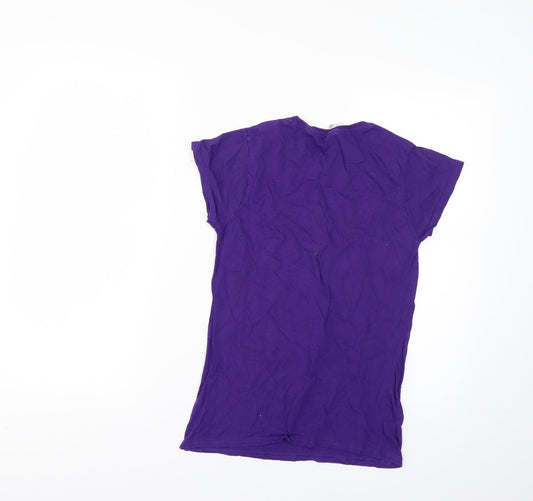 Womens UK Size S Gildan Purple Basic T-Shirt
