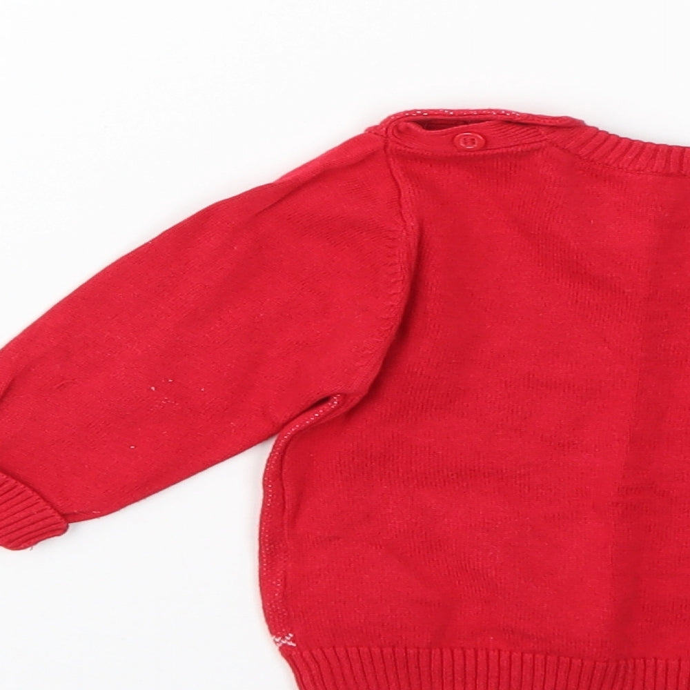 Marks and Spencer Baby Red Geometric Pullover Jumper Size 9-12 Months