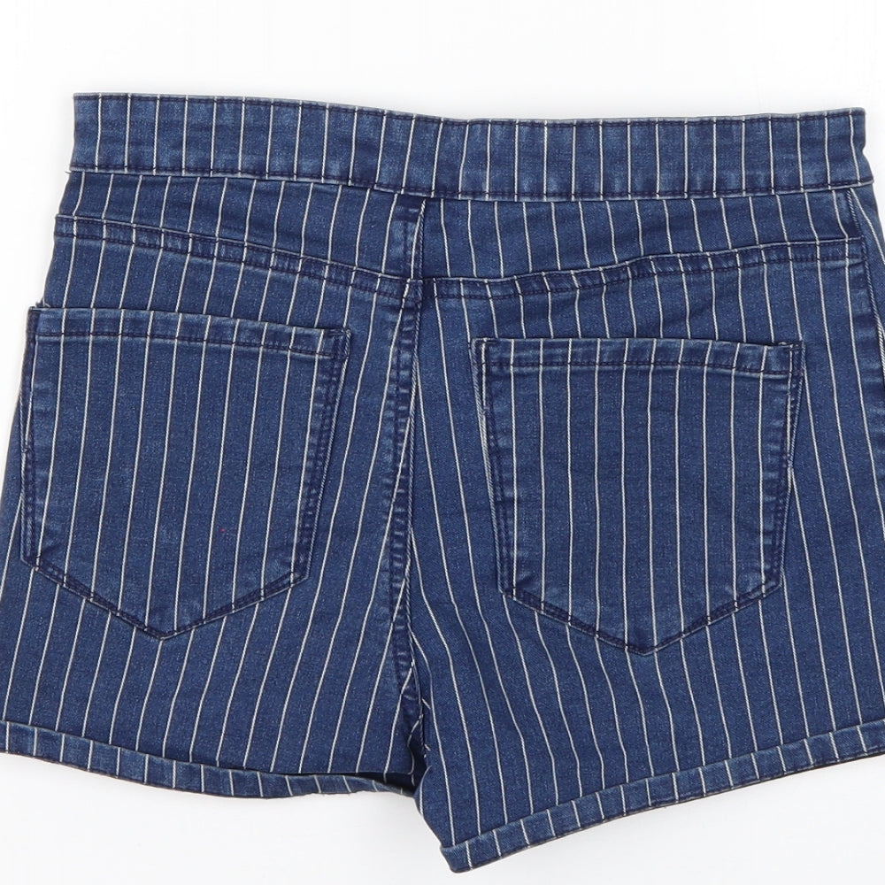 Denim & Co. Womens Blue Striped Chino Shorts Size 10