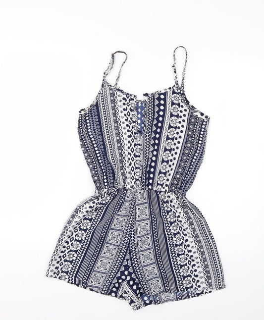 Atmosphere Womens Blue Geometric  Playsuit One-Piece Size 6