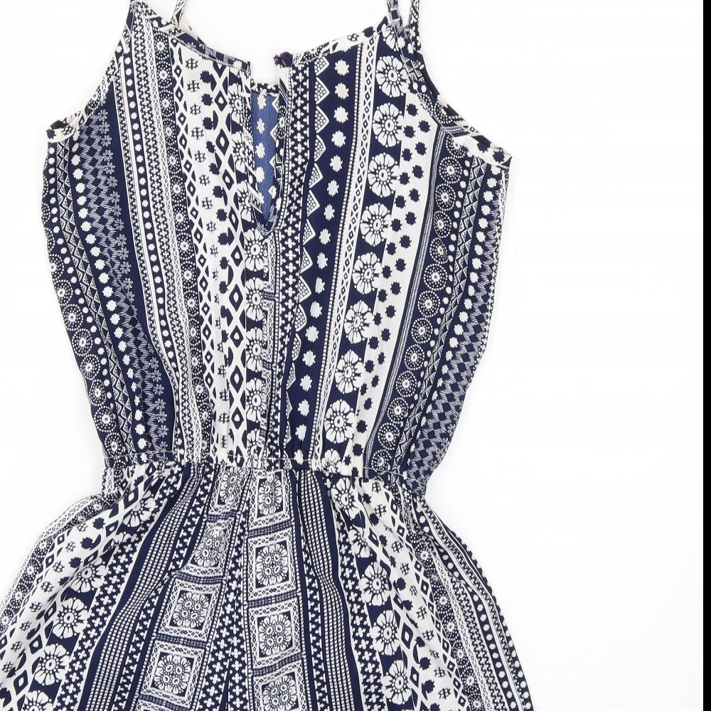 Atmosphere Womens Blue Geometric Playsuit One-Piece Size 6