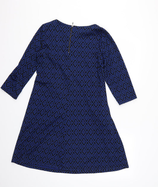 Wallis Womens Blue Geometric Fit & Flare Size 10