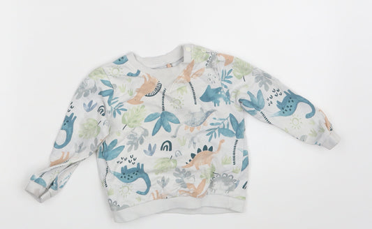 TU Baby White Animal Print Pullover Jumper Size 9-12 Months