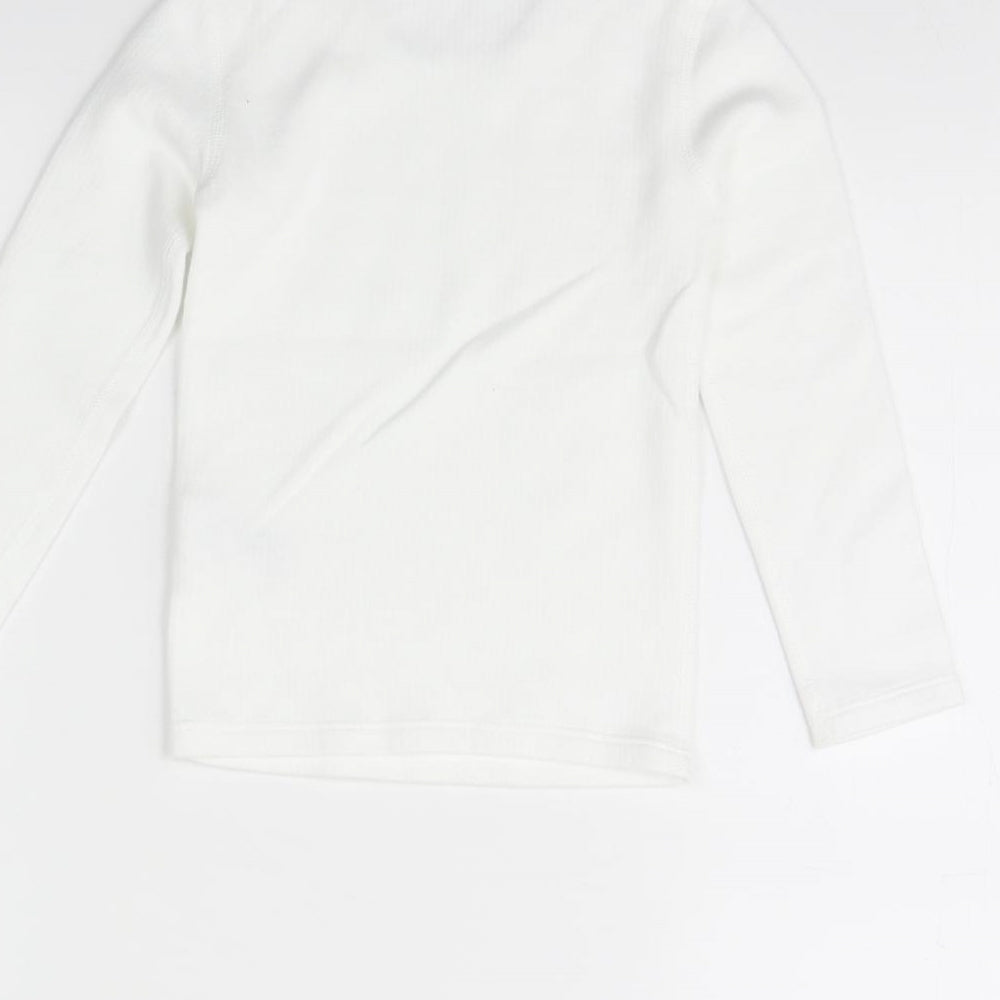 Brand and care label for Marks & Spencer girls’ white basic t-shirt, size 3, years