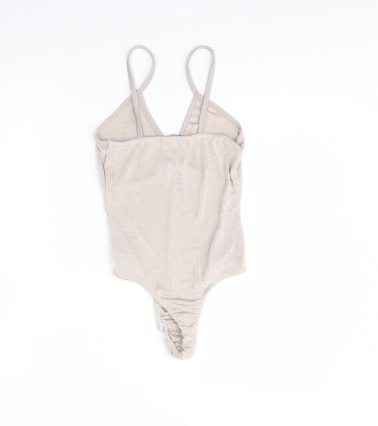 PRETTYLITTLETHING Womens Beige   Bodysuit One-Piece Size 10