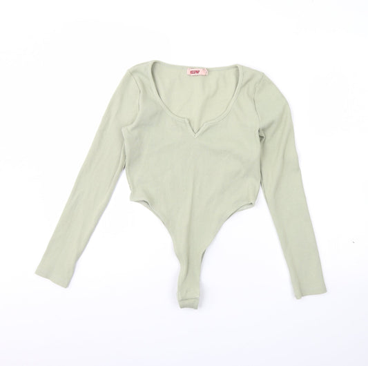 Additional front view of Misspap women’s green bodysuit one-piece, size UK 10
