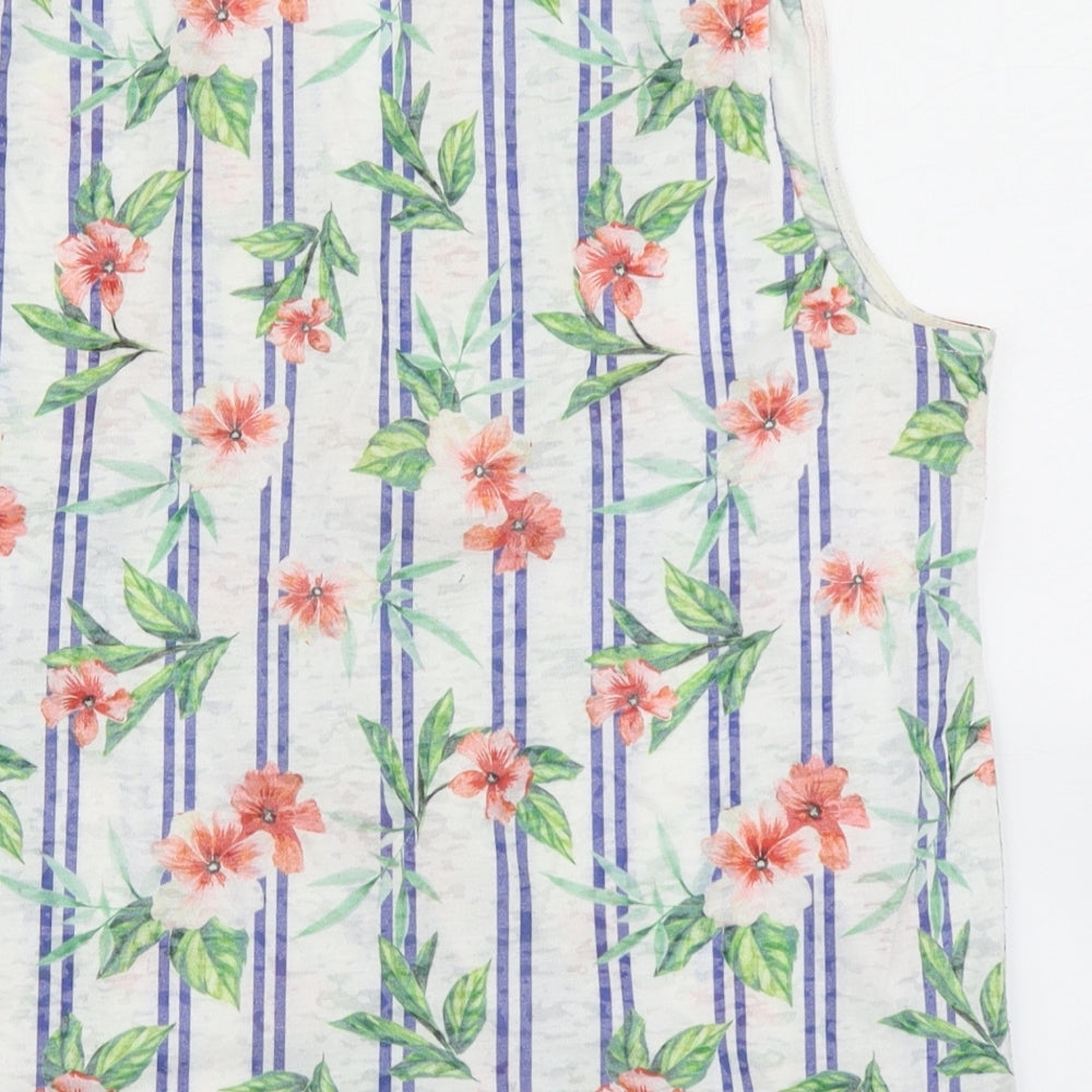 Peacocks Womens White Floral Basic Tank Size 12