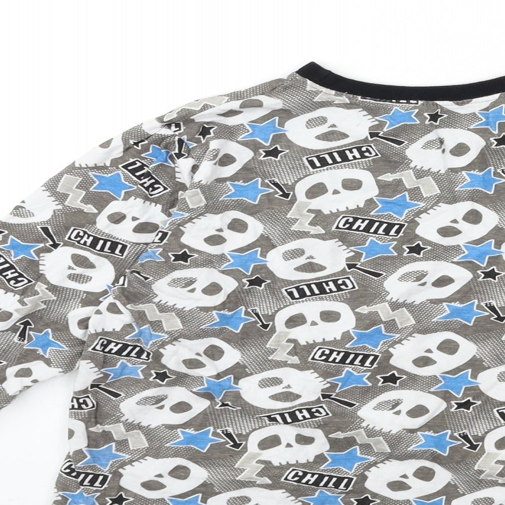 Preworn Boys Grey Geometric Pyjama Top Size 11-12 Years