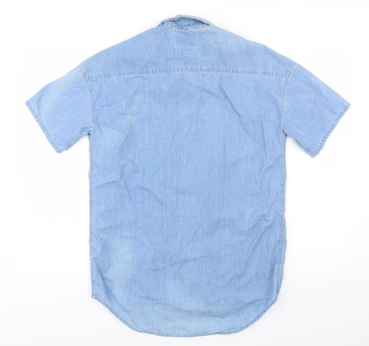 Mens UK Size S Topman Blue Button-Up Short Sleeve Casual Shirt