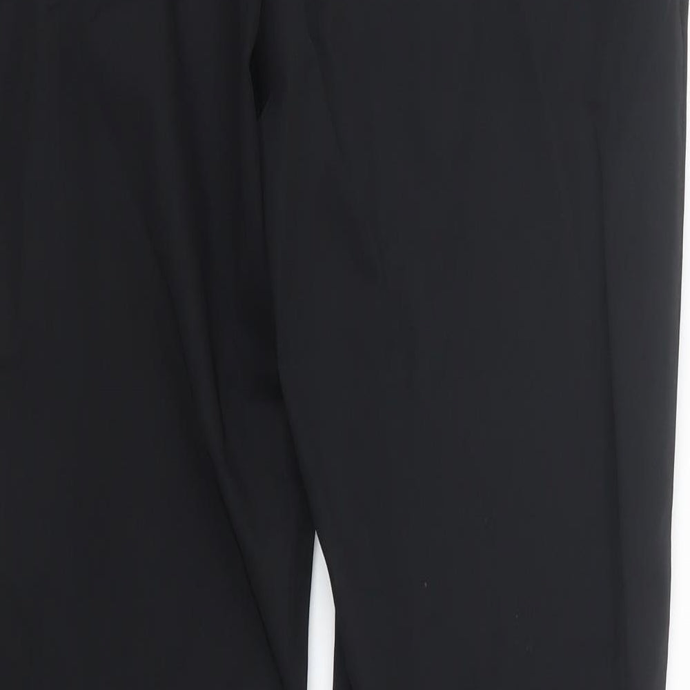 Brand and care label for Mango women’s black trousers, size UK 14, 29-inch leg
