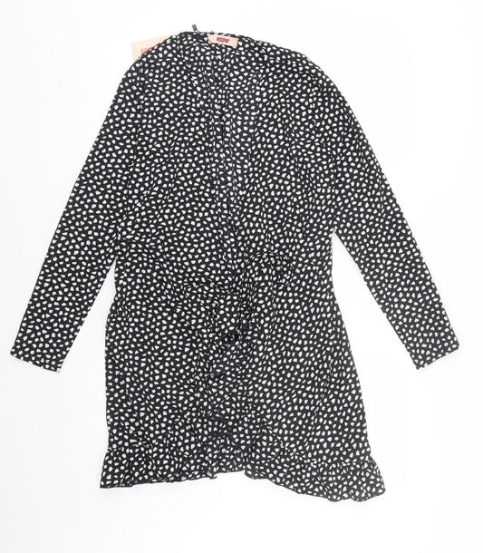 Womens UK Size 8 Misspap Black Kimono Blouse