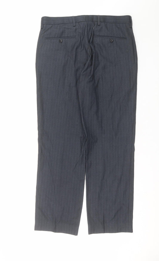 George Mens Blue Striped Trousers Size 32 in L28 in