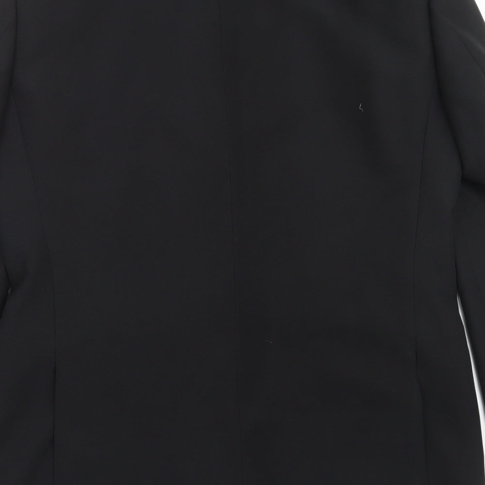 Brand and care label for 1860 Menswear men’s black jacket suit jacket, size 40