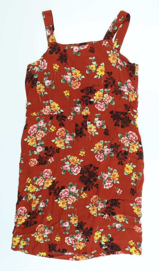 Blue Chameleon Womens Red Floral A-Line Size 12