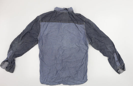 Easy Mens Blue Button-Up Size L