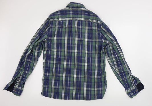 Mens UK Size M Easy Green Button-Up Long Sleeve Casual Shirt