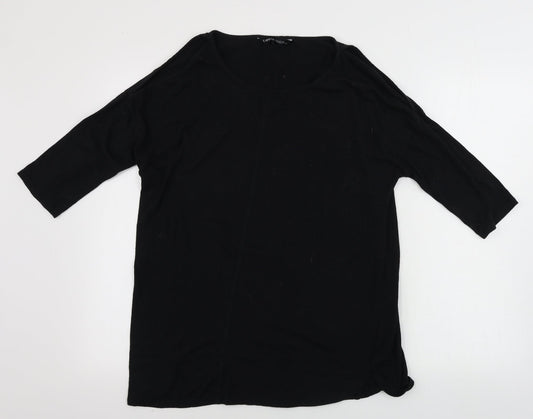 Womens UK Size 12 CAPSULE Black Basic T-Shirt