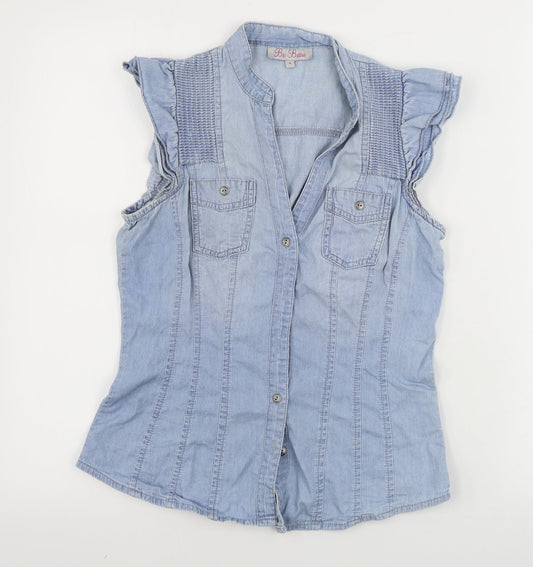 Womens UK Size 8 be beau Blue Basic Button-Up