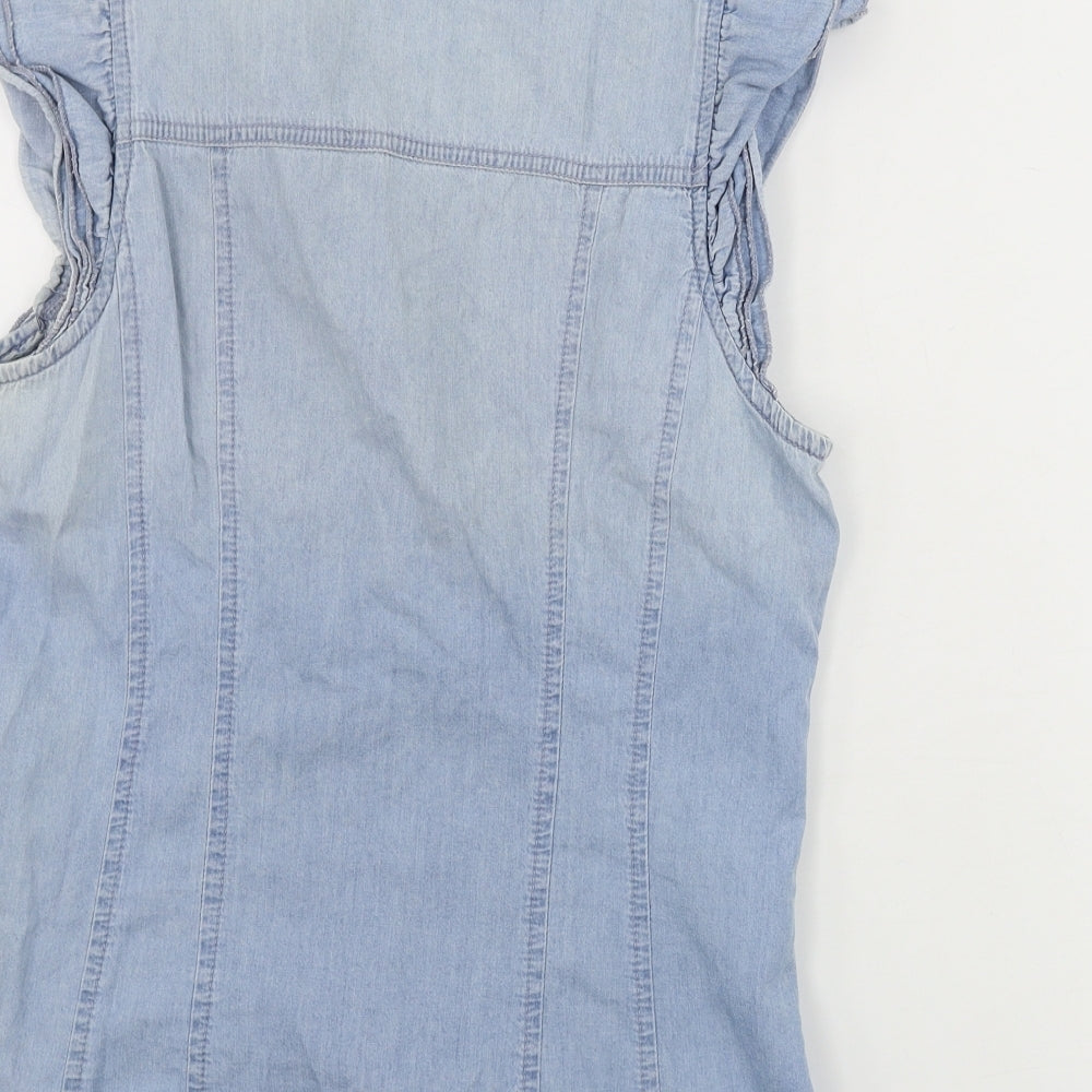 Womens UK Size 8 be beau Blue Basic Button-Up