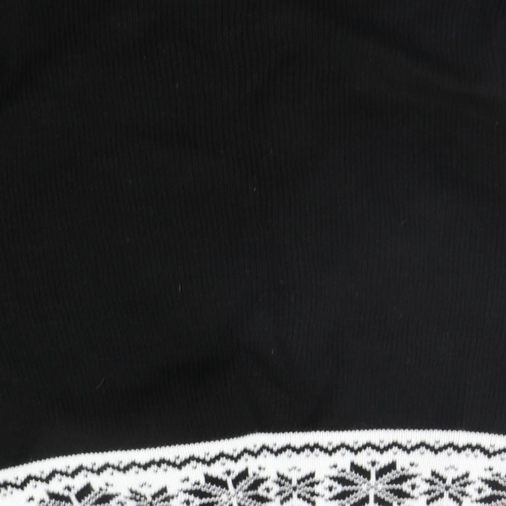 Brand and care label for Boohoo women’s black geometric jumper, size M, - chritmas