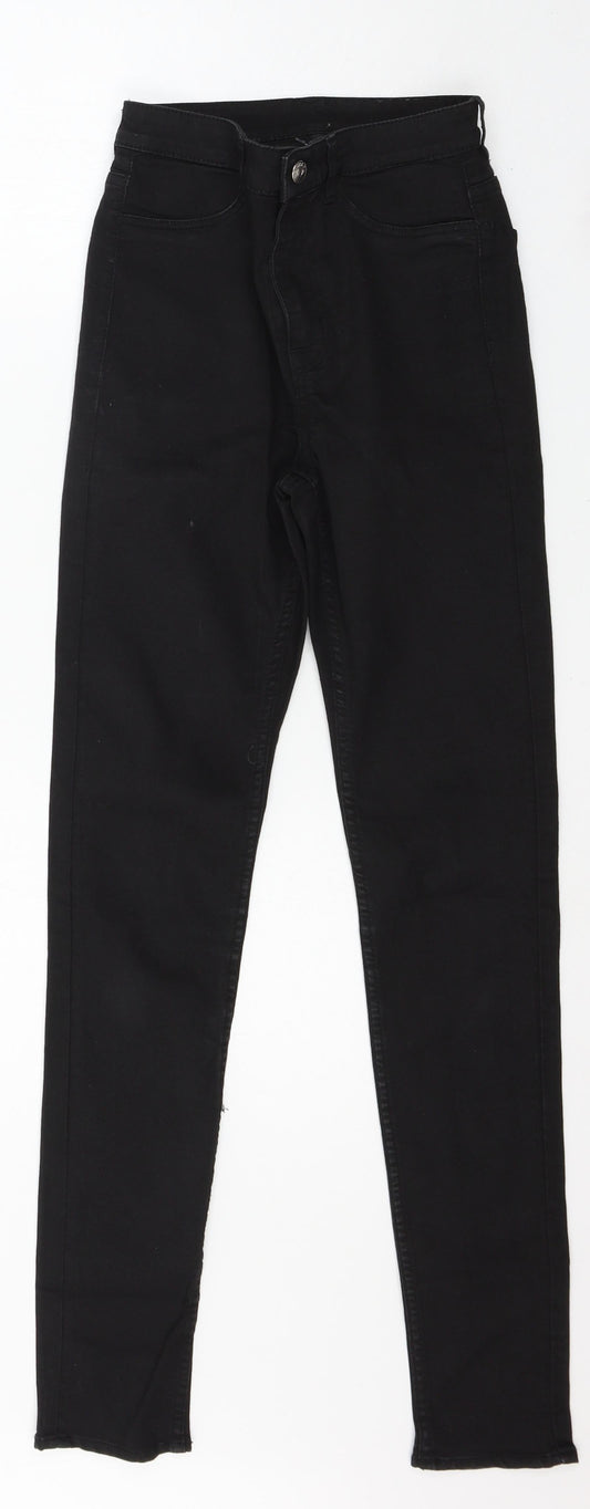Additional front view of Divided by H&M women’s black denim skinny jeans, size UK 6, 29-inch leg
