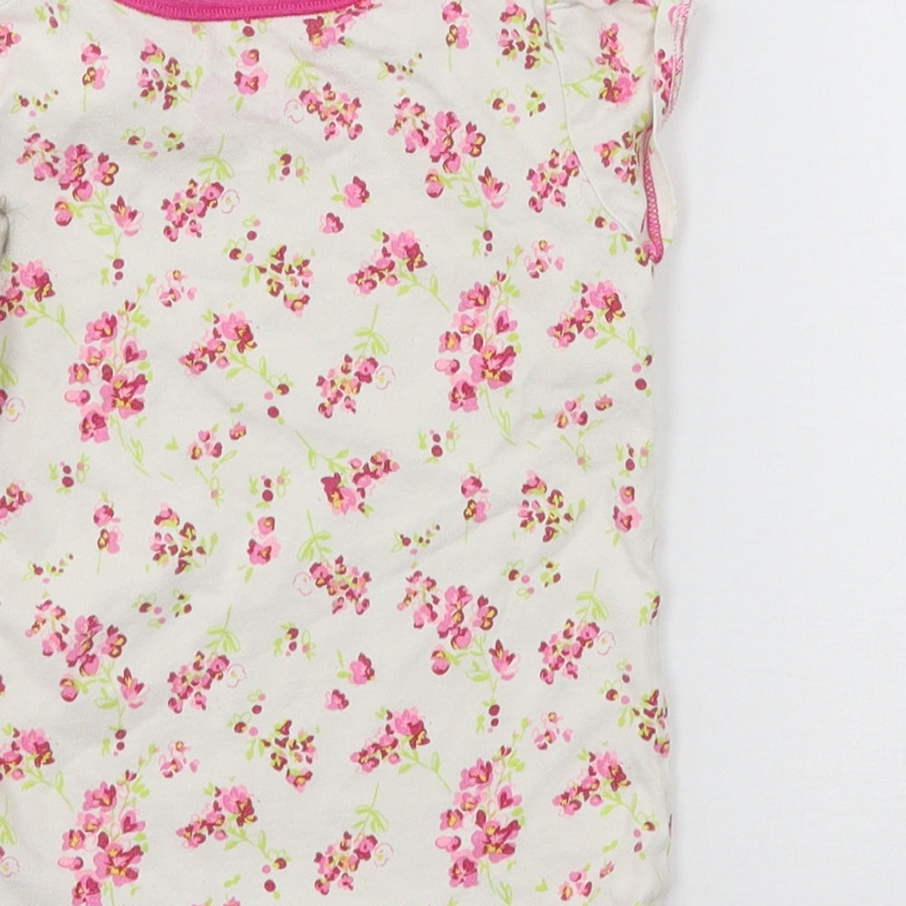 Brand and care label for Next girls’ white floral jersey basic t-shirt, size 18-24, months