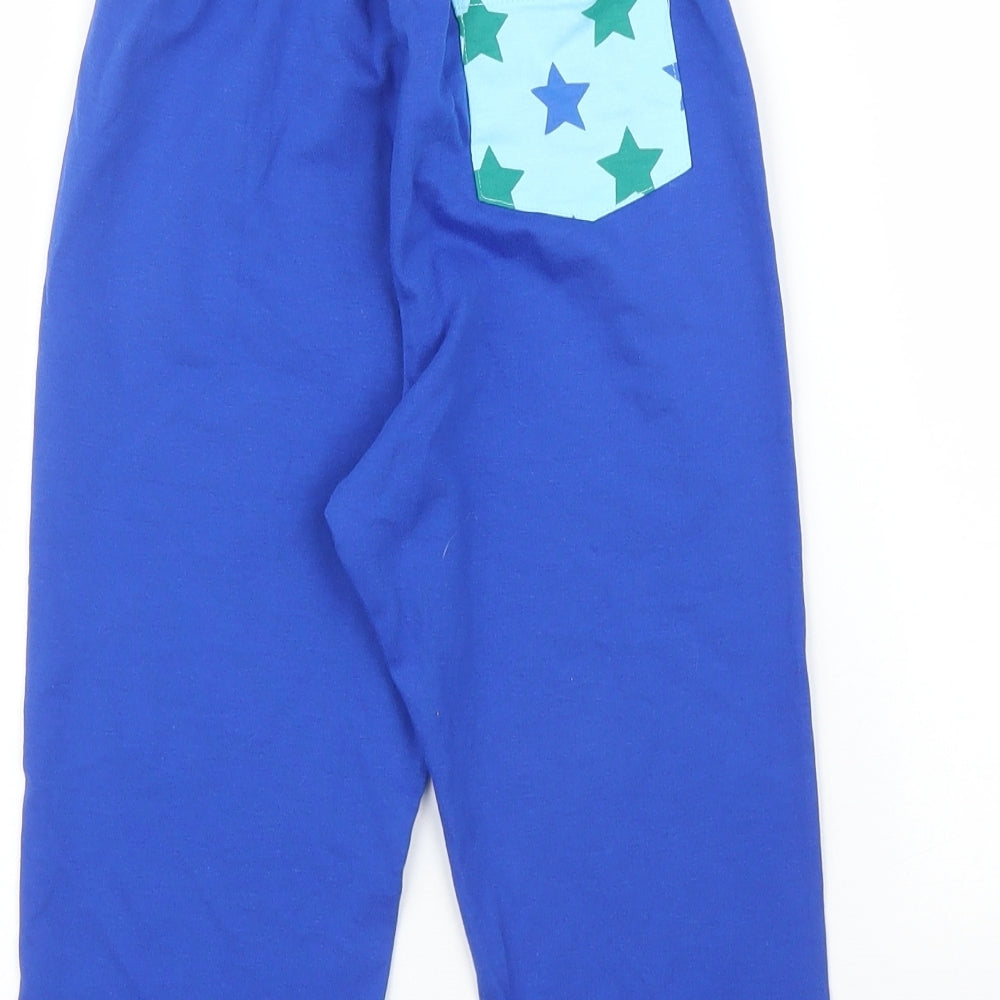 Brand and care label for Marks & Spencer boys’ blue solid pyjama pants, size 2-3, years