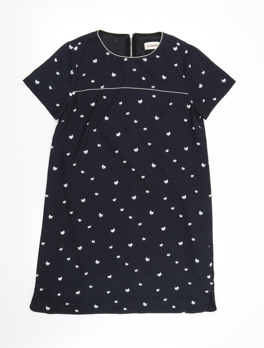 Additional front view of Louche women’s black slip dress, size UK 12