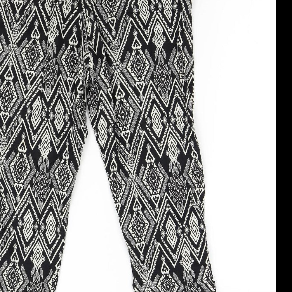 Brand and care label for Only women’s multicoloured geometric trousers, size UK 10, 25-inch leg