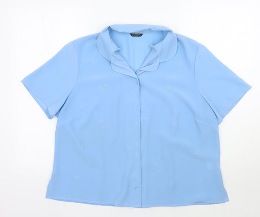 Womens UK Size 18 Debenhams Blue Basic Button-Up