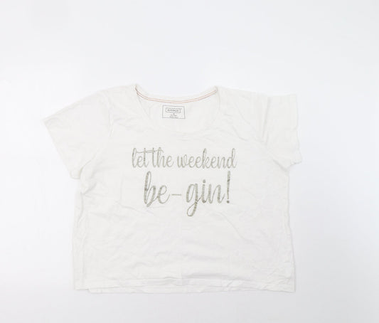 Womens UK Size 16 Avenue White Cropped T-Shirt