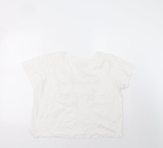 Avenue Womens White Cropped T-Shirt Size 16